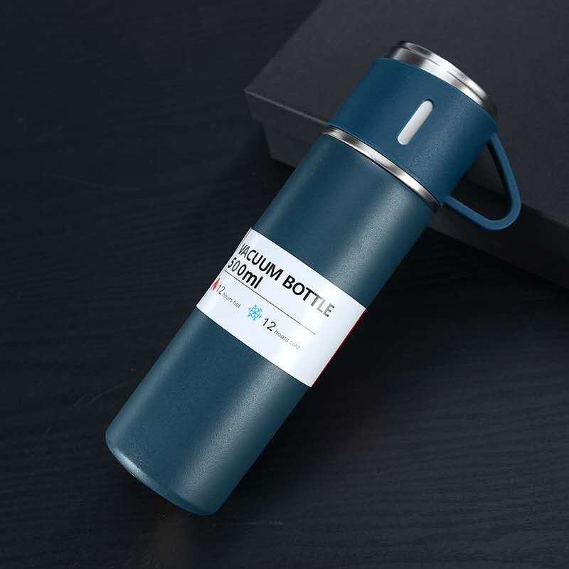 Stainless Steel Vacuum Flask with Cup Lid for Hot and Cold Drinks