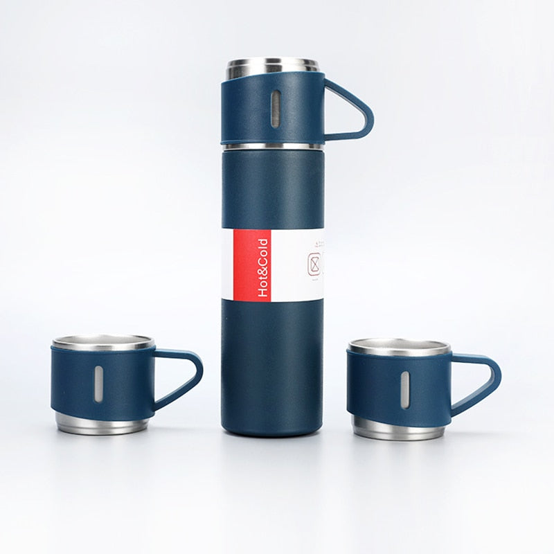 Stainless Steel Vacuum Flask with Cup Lid for Hot and Cold Drinks