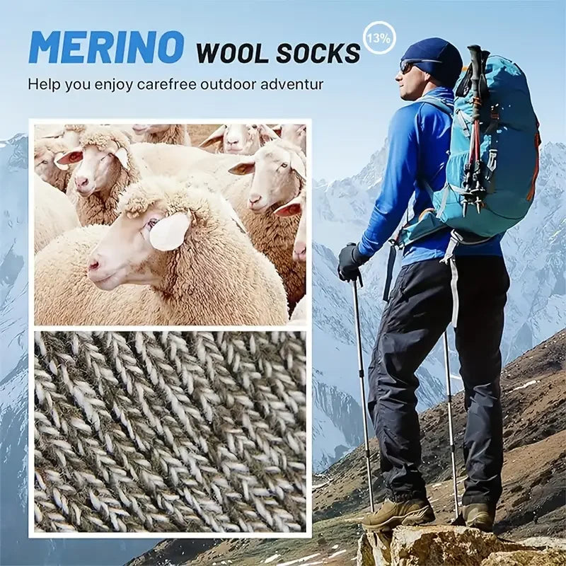 Unisex Merino Wool Socks – Extra Thick, Warm, Insulating, and Breathable