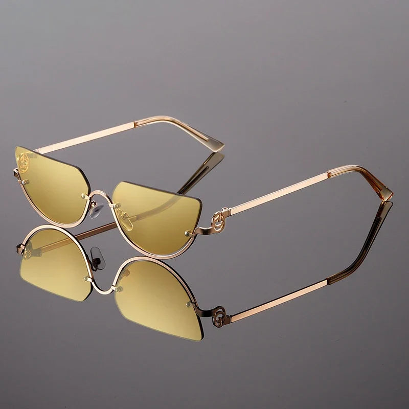 Women's Half-Rim Cat Eye Sunglasses with UV400 Protective Lenses