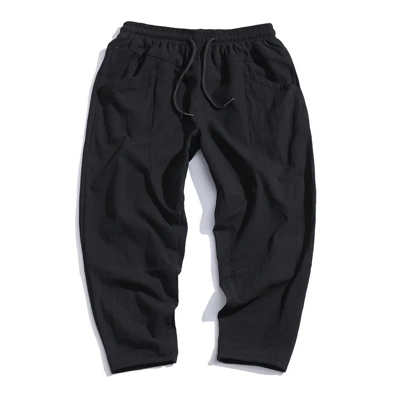 Men's Cropped Cotton Linen Trousers – Comfortable and Airy