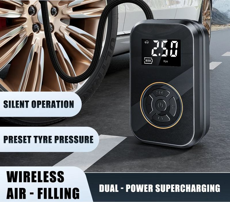 Cordless Digital Tyre Inflator with Power Bank
