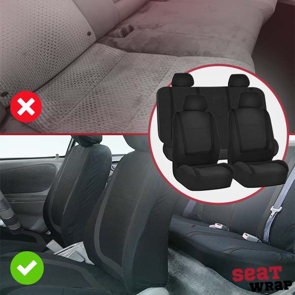 Car Seat Cover Set with Washable Polyester Seat and Headrest Covers