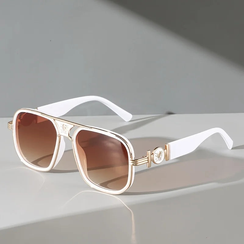 Women's Vintage Shield Sunglasses with UV400 Lenses and Metal Frame