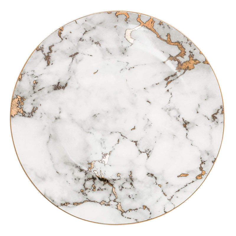 Luxury Porcelain Plates with Marble Look and Gold Accents for Stylish Table Setting
