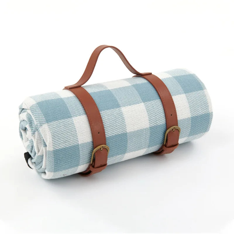 Waterproof Picnic Blanket with Checked Pattern and Comfortable Foam Filling