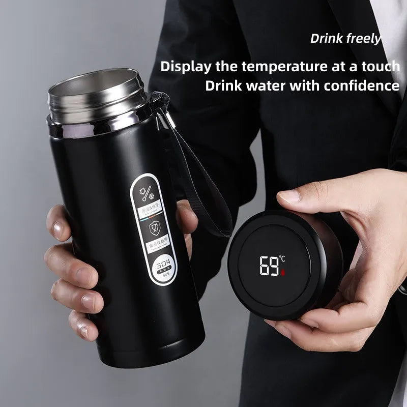 Insulated Stainless Steel Vacuum Flask with LED Temperature Display