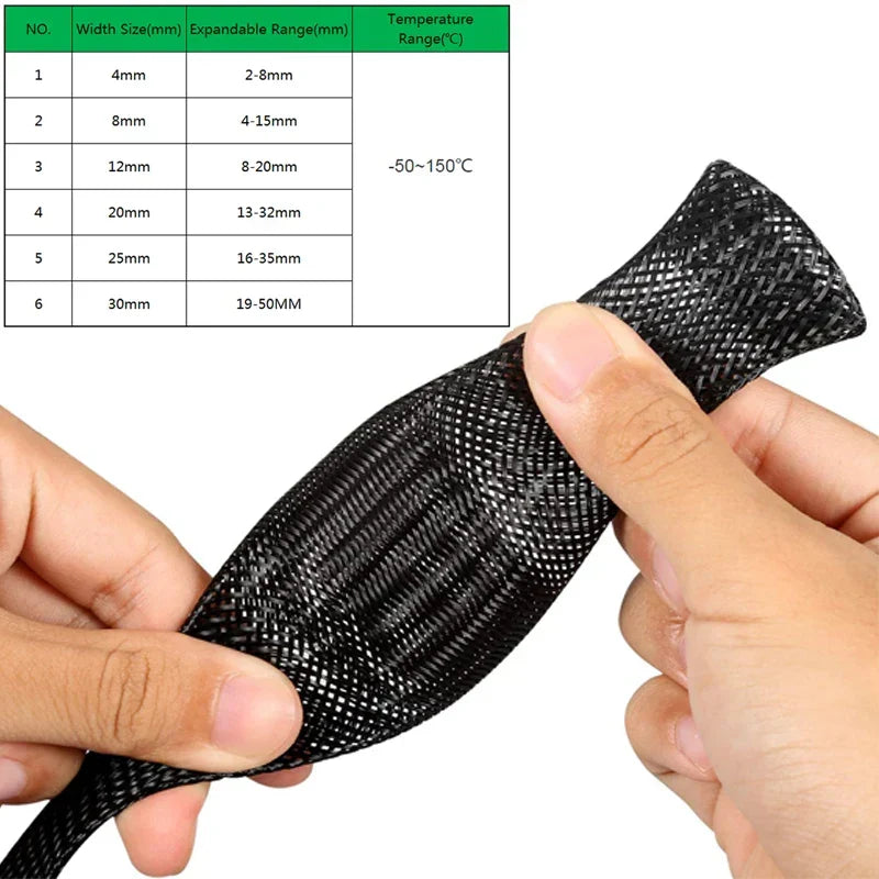 Expandable Braided Cable Sleeve for Organised Wire Protection