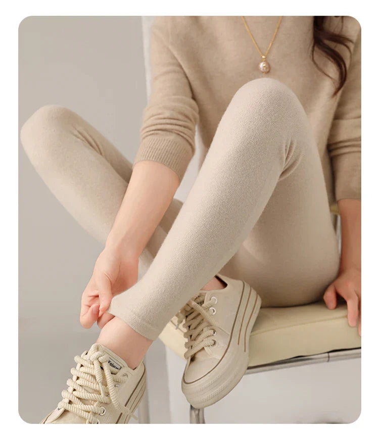 Cashmere Leggings – High Waist Fine Knit – Women’s