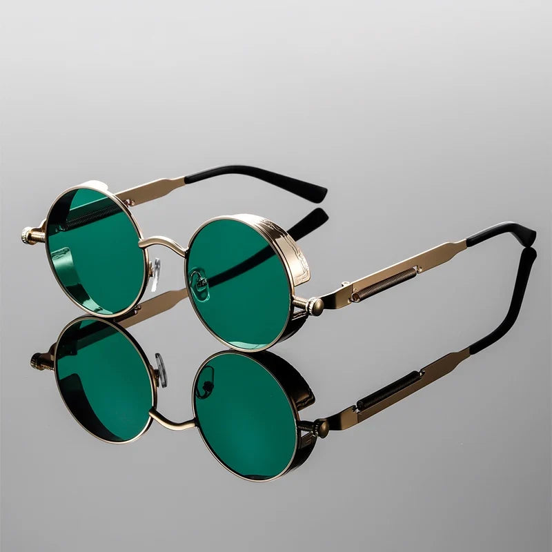 Men's Vintage Round Metal Sunglasses with UV400 Protective Lenses