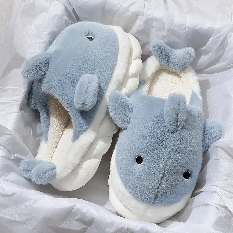 Fluffy Whale Slippers – Cosy & Unisex Comfort