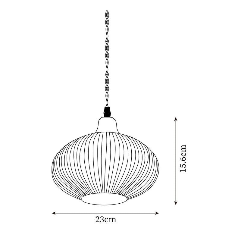 Ceramic Pendant Light with Ribbed Design and Wooden Details for Atmospheric Lighting