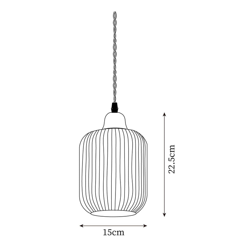 Ceramic Pendant Light with Ribbed Design and Wooden Details for Atmospheric Lighting