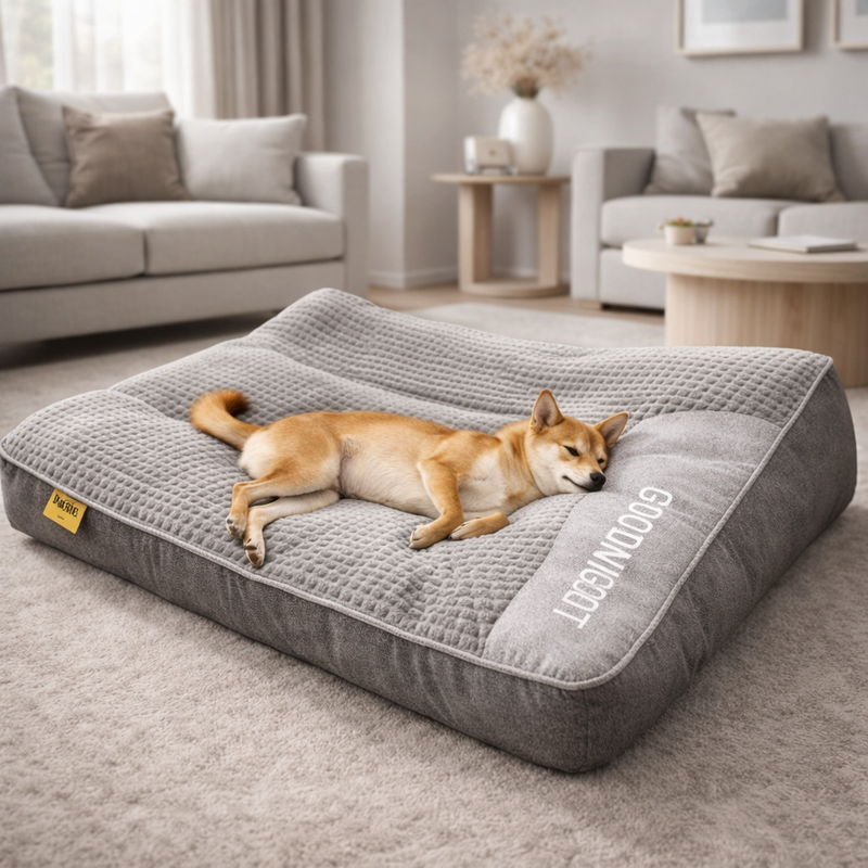 Orthopaedic Dog Cushion Large – Luxury Memory Foam Dog Bed with Headrest