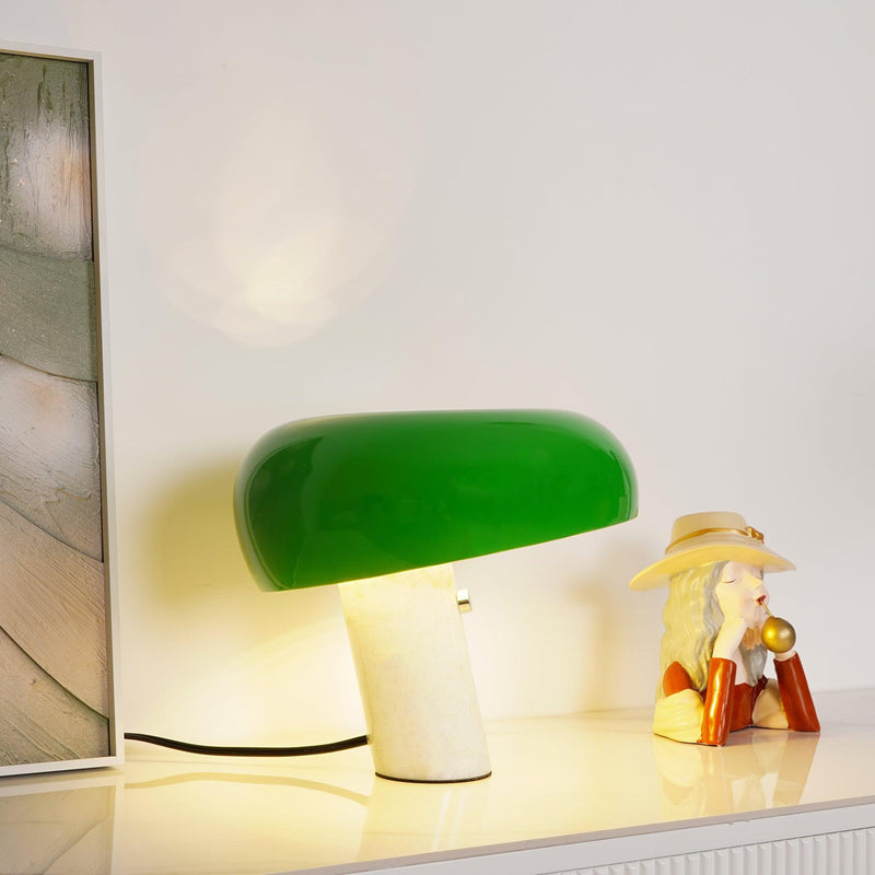 Modern Design Table Lamp with Marble Base and Half-Round Shade