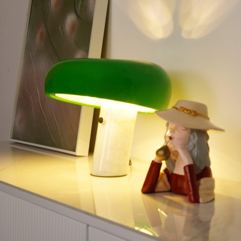 Modern Design Table Lamp with Marble Base and Half-Round Shade