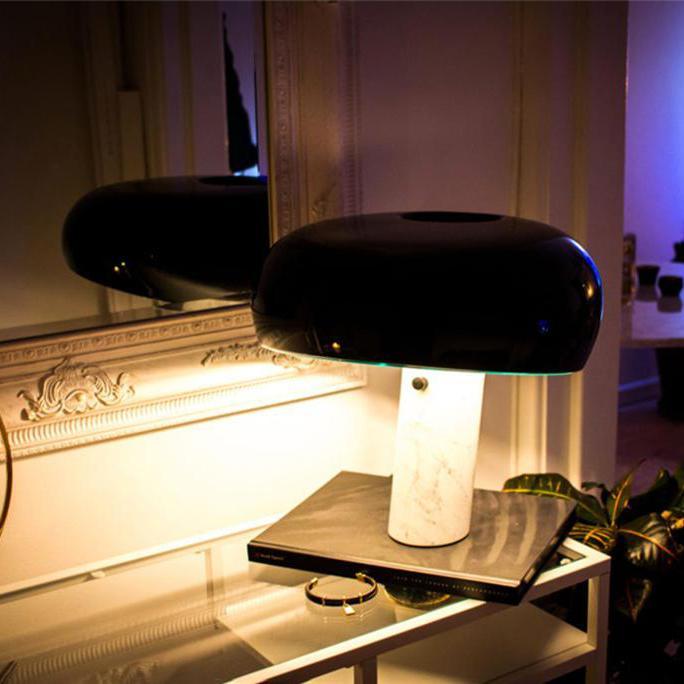 Modern Design Table Lamp with Marble Base and Half-Round Shade