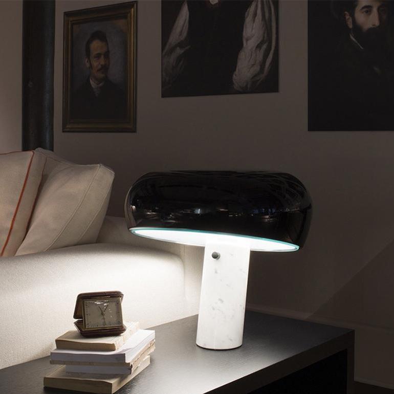 Modern Design Table Lamp with Marble Base and Half-Round Shade