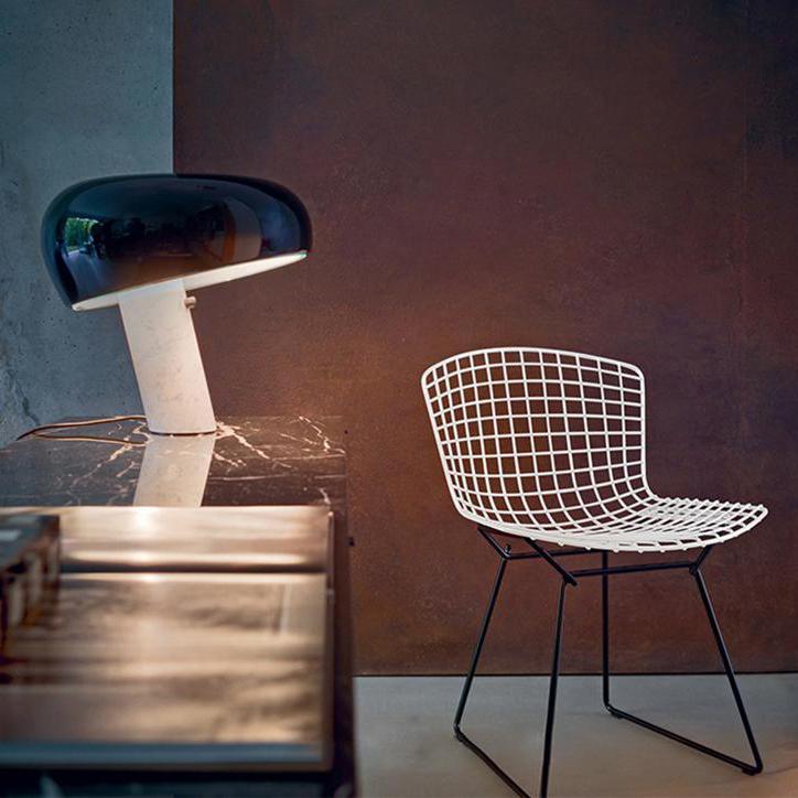 Modern Design Table Lamp with Marble Base and Half-Round Shade