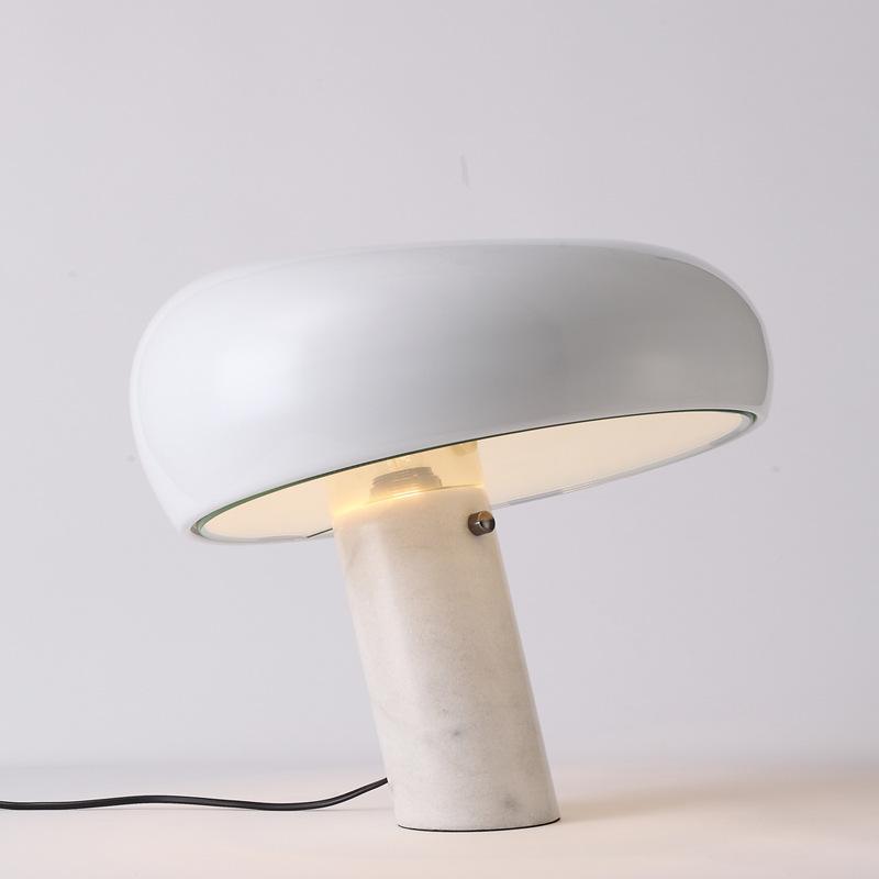 Modern Design Table Lamp with Marble Base and Half-Round Shade