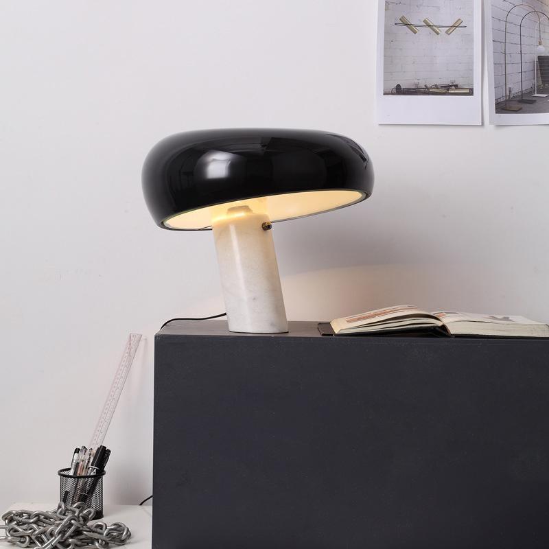 Modern Design Table Lamp with Marble Base and Half-Round Shade