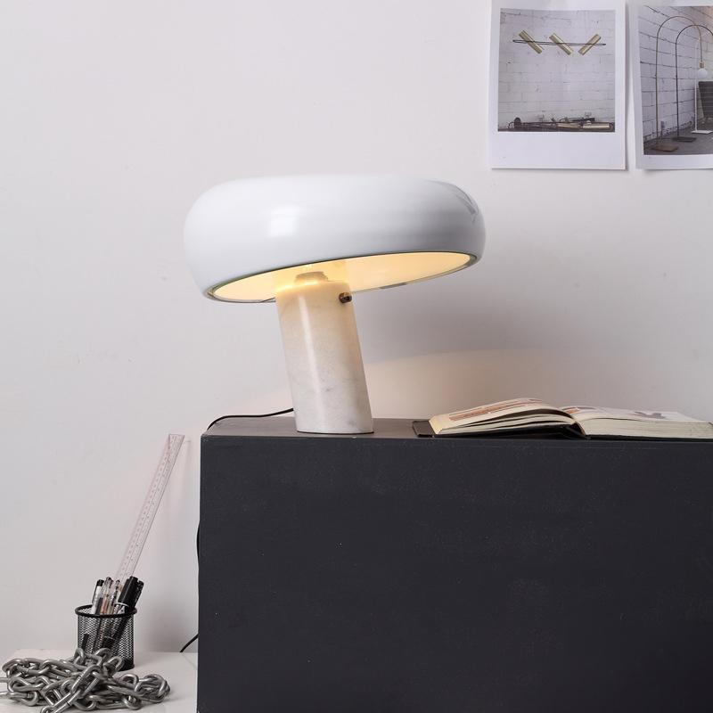 Modern Design Table Lamp with Marble Base and Half-Round Shade