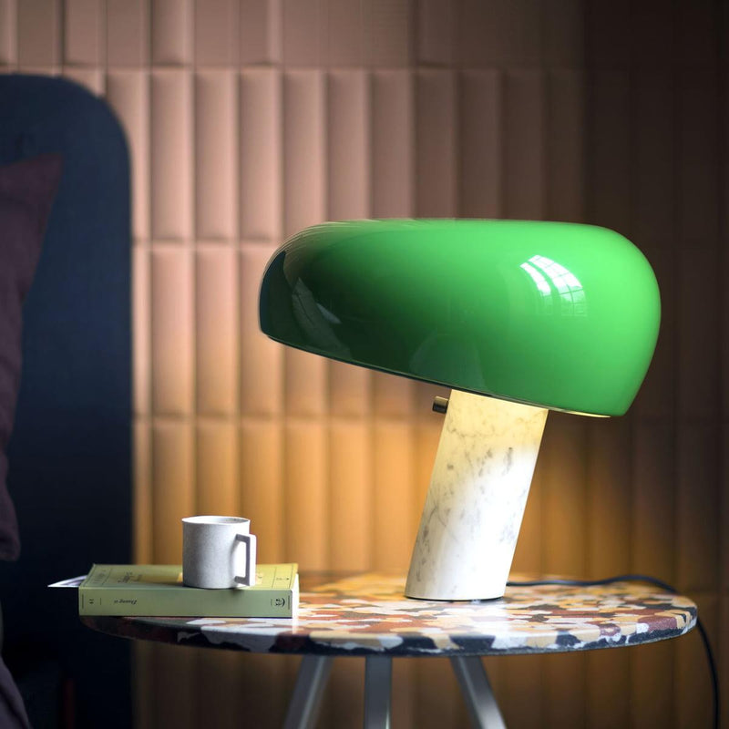 Modern Design Table Lamp with Marble Base and Half-Round Shade