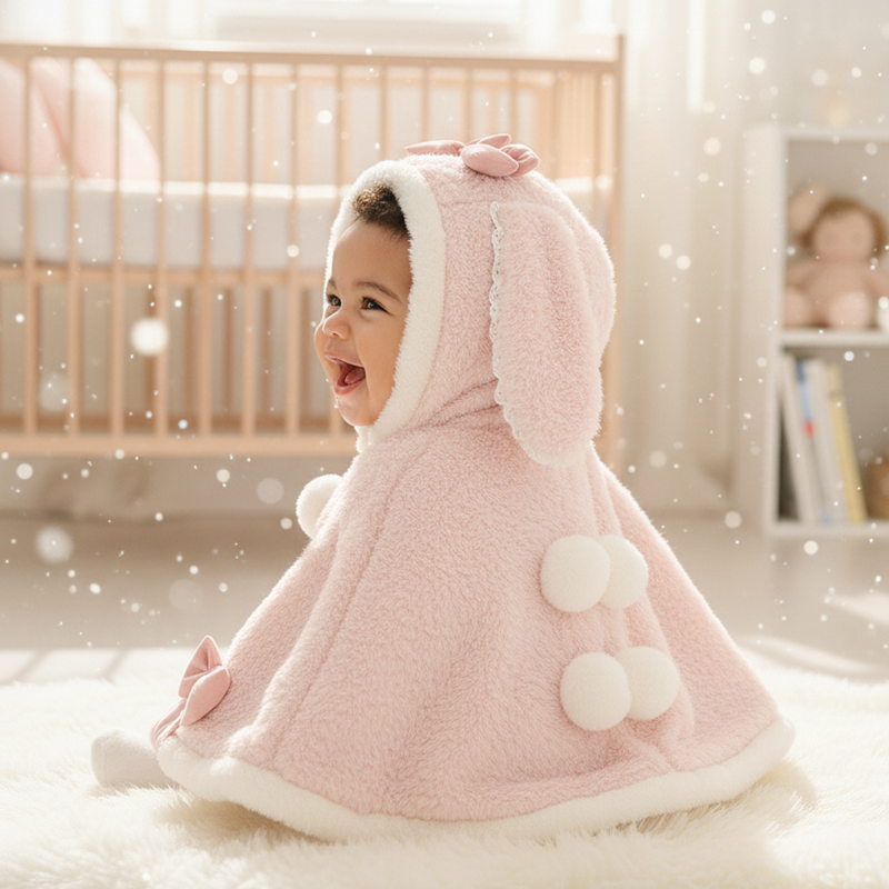 Baby Cape for Girls with Bunny Ears and Hood