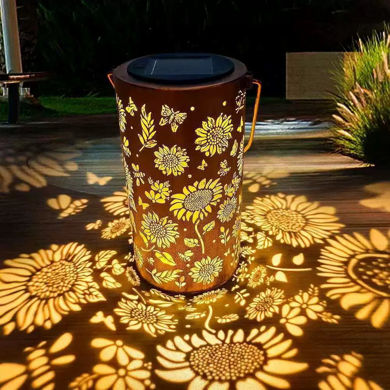 Solar Garden Lantern with Floral Light Pattern
