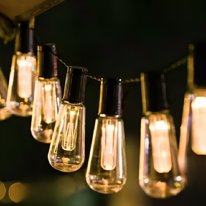 Solar Garden Lighting with Vintage Edison LED Lamps for Outdoors