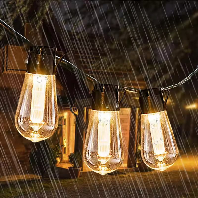 Solar Garden Lighting with Vintage Edison LED Lamps for Outdoors