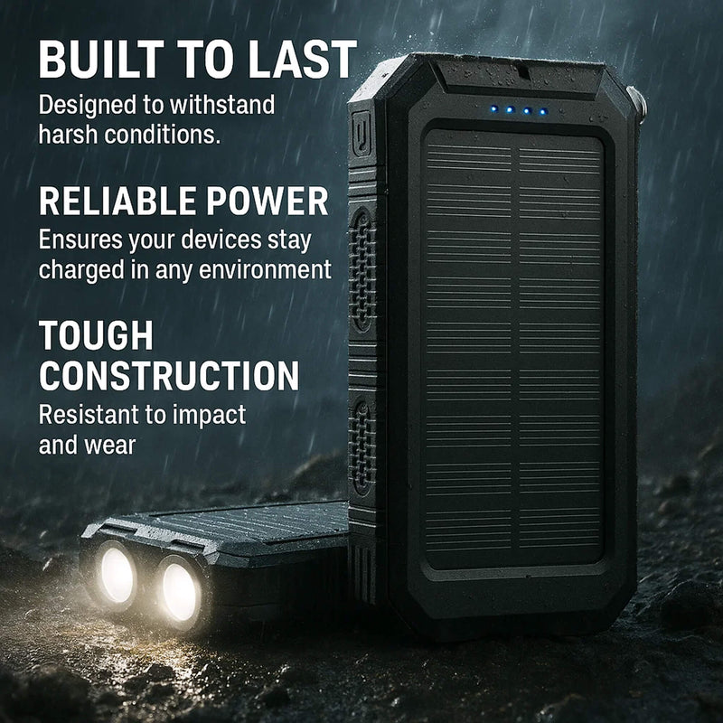 20000mAh Solar Power Bank – Waterproof, Rugged & With Torch