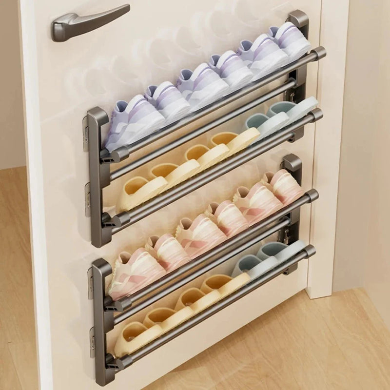 Wall-Mounted Shoe Rack with Drainage System for Space-Saving Storage