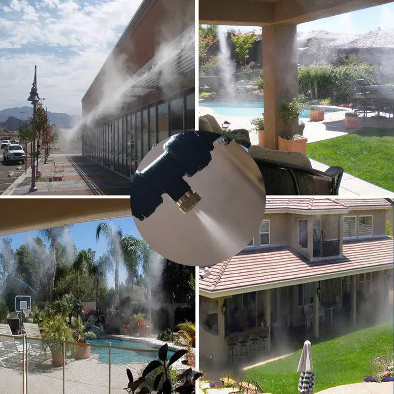 Garden and Patio Misting System with Adjustable Spray Nozzles