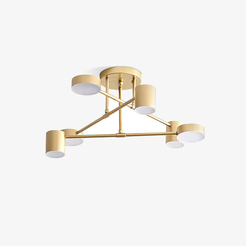 Six-Light Metal Ceiling Fixture with Cylindrical Shades