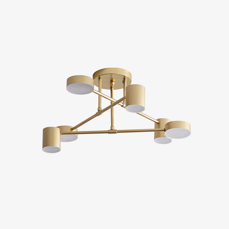 Six-Light Metal Ceiling Fixture with Cylindrical Shades