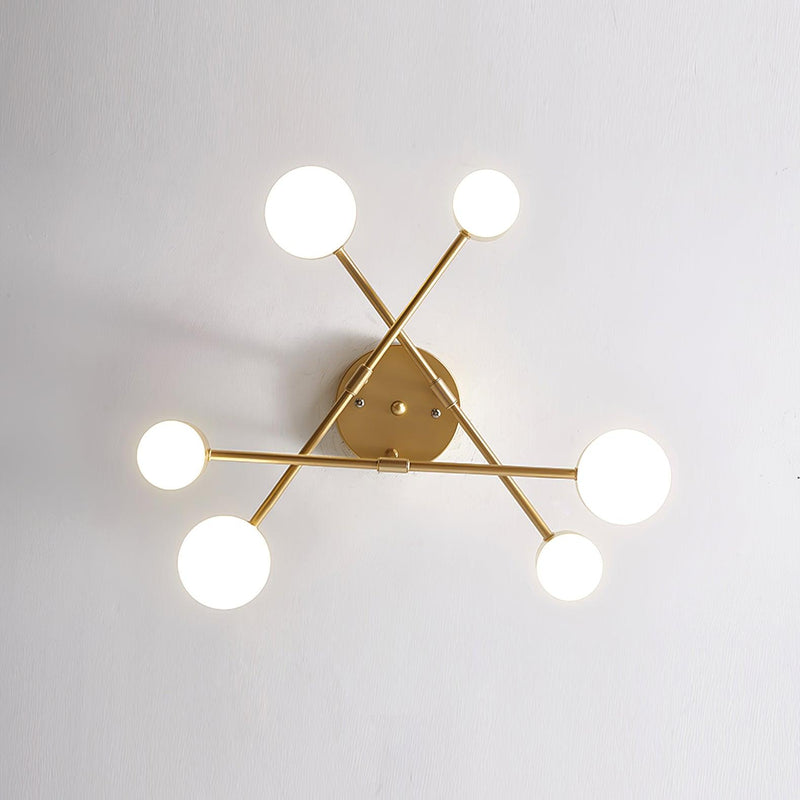 Six-Light Metal Ceiling Fixture with Cylindrical Shades