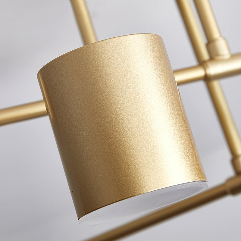 Six-Light Metal Ceiling Fixture with Cylindrical Shades