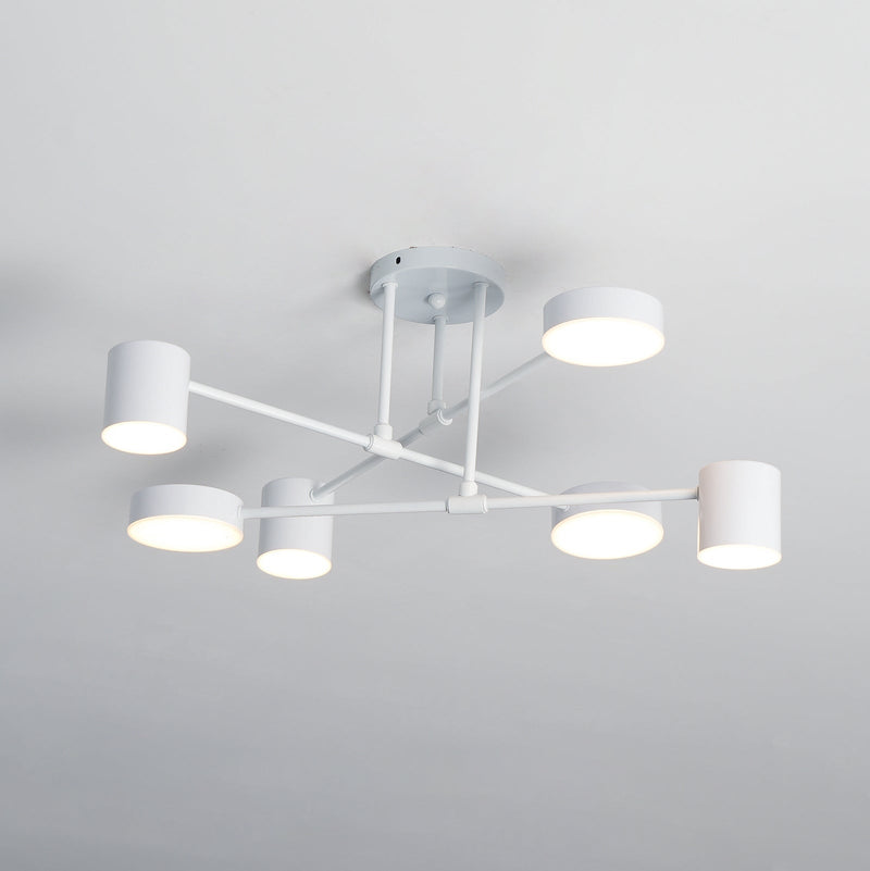 Six-Light Metal Ceiling Fixture with Cylindrical Shades