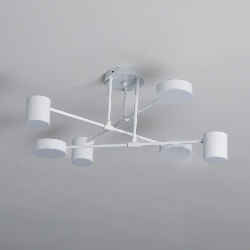 Six-Light Metal Ceiling Fixture with Cylindrical Shades