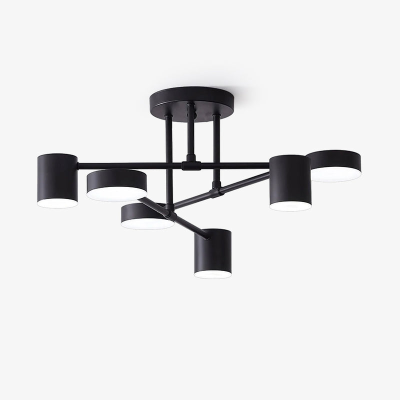 Six-Light Metal Ceiling Fixture with Cylindrical Shades