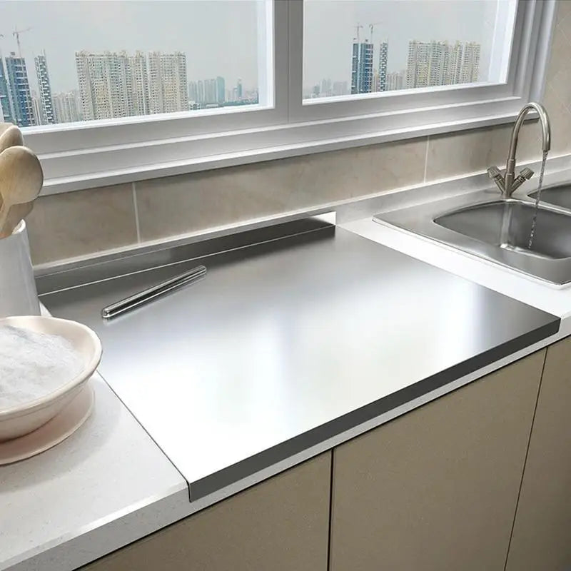 Stainless Steel Cutting Board with Non-Slip Base & Raised Edge