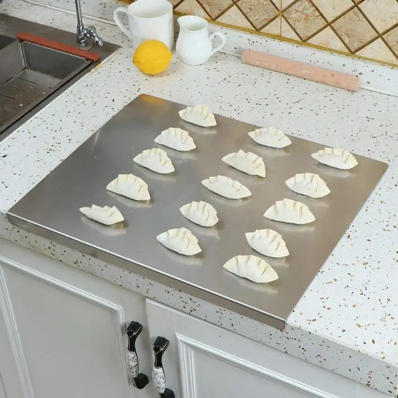 Stainless Steel Cutting Board with Non-Slip Base & Raised Edge