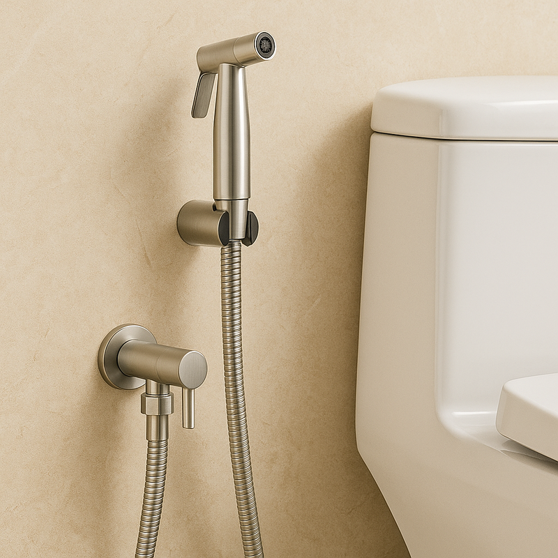 Stainless Steel Bidet Sprayer with Wall Holder for Everyday Bathroom Use