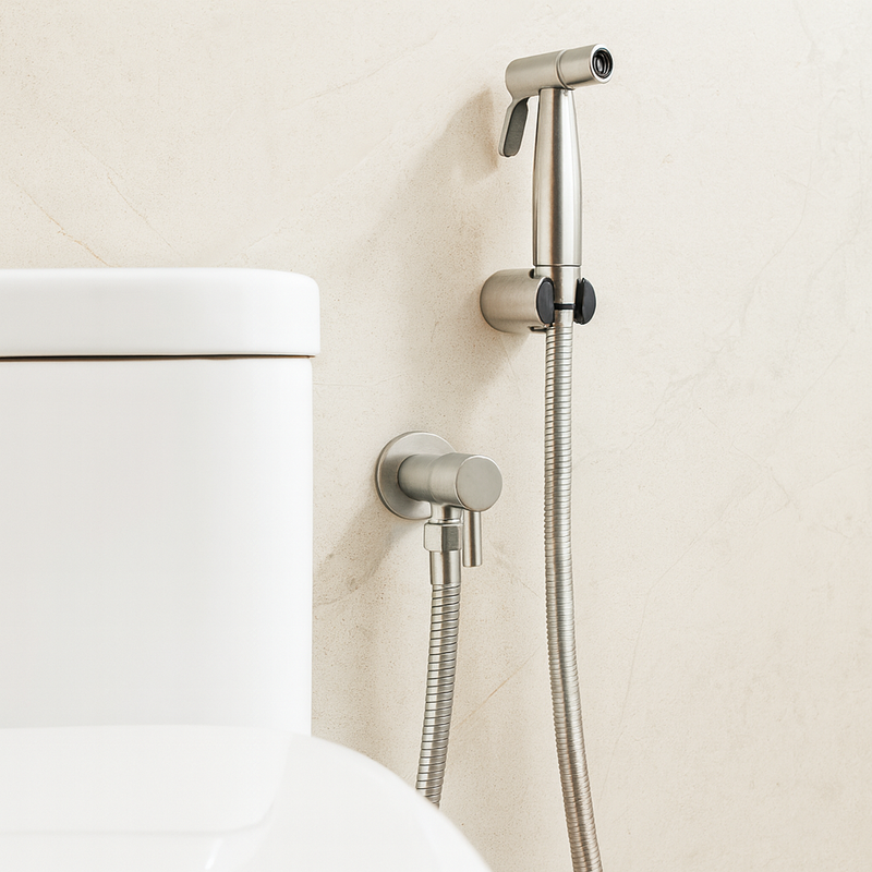 Stainless Steel Bidet Sprayer with Wall Holder for Everyday Bathroom Use