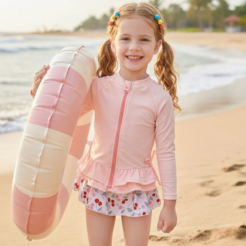 Girls' Swim Set for Beach and Pool with Long Sleeves and Zip