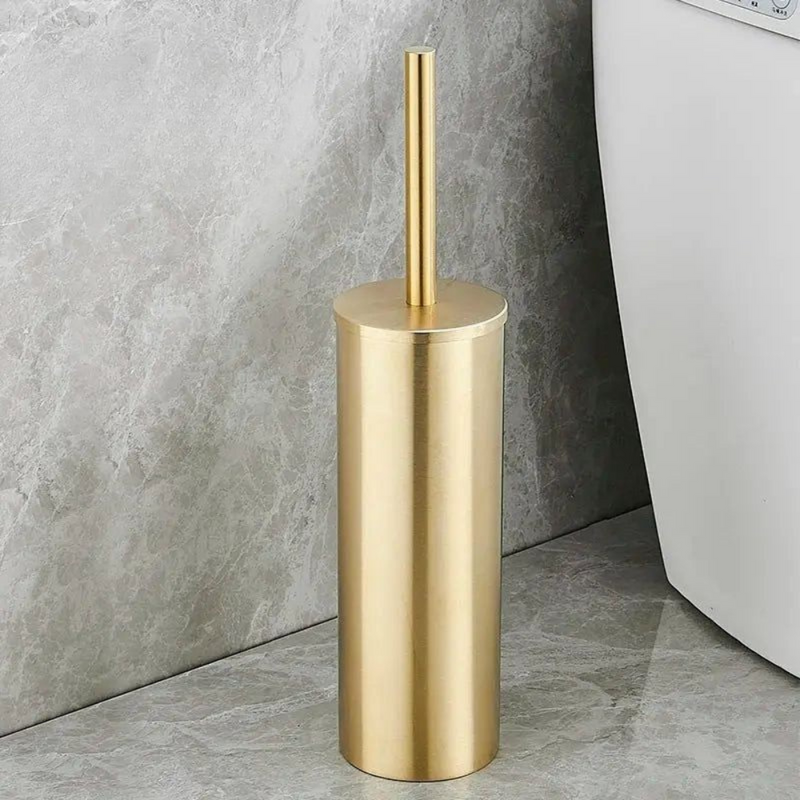 Toilet Brush with Cylindrical Holder and Fitted Lid
