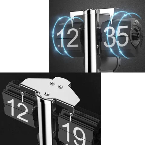 Retro Flip Desk Clock with Quartz Movement and Freestanding Base
