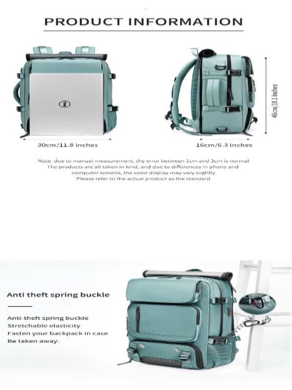 Travel Backpack with Laptop Compartment, USB Port, and Shoe Compartment for Travelling