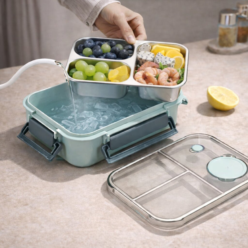 Insulated Stainless Steel Lunch Box with Compartments